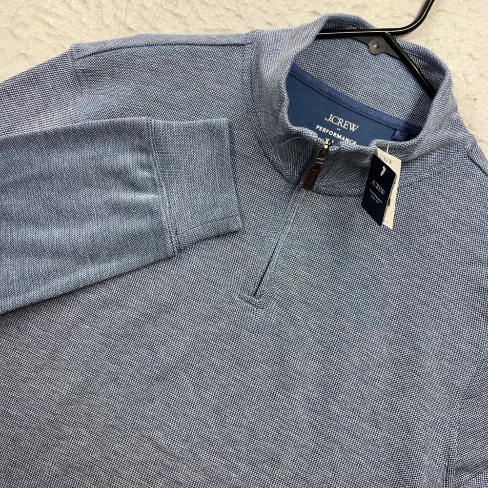 J.Crew Mens Performance Half-Zip Pullover Blue Textured Sweater CF929 Size L NWT